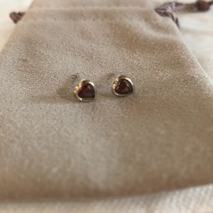 James Avery Garnet Heart Earrings